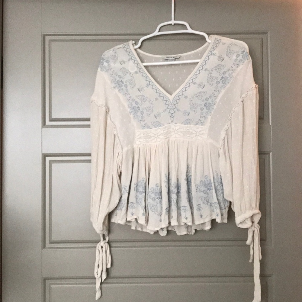 AE embroidered peasant top